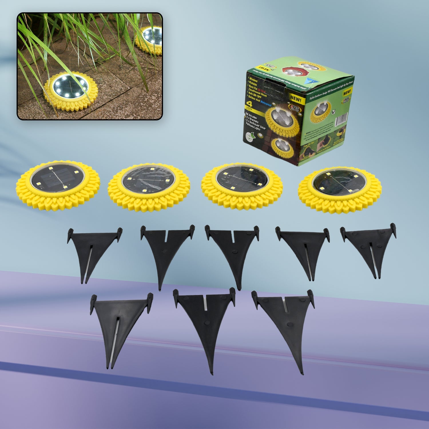 9364 4 Pack Solar Ground Lights, LED Solar Powered Disk Lights Outdoor Waterproof Garden Landscape Lighting for Yard Deck Lawn Pathway Walkway Balcony Decoration 9364 4 Pack Solar Ground Lights, LED Solar Powered Disk Lights Outdoor Waterproof Garden Landscape Lighting for Yard Deck Lawn Pathway Walkway Balcony Decoration